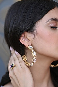 Gold Plated Swarovski Crystal Hoop Earrings