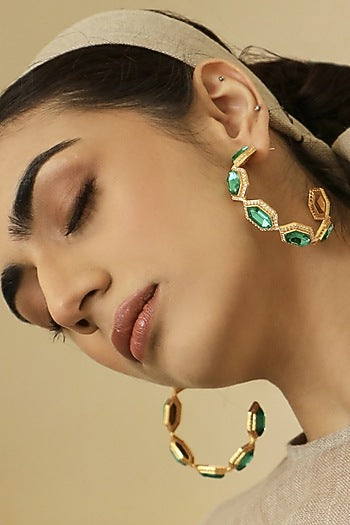 Gold Plated Swarovski Crystal Hoop Earrings