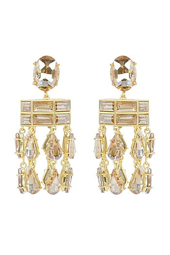 Gold Finish Crystal Dangler Earrings