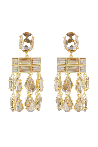 Gold Finish Crystal Dangler Earrings
