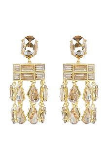 Gold Finish Crystal Dangler Earrings