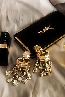 Gold Finish Crystal Dangler Earrings