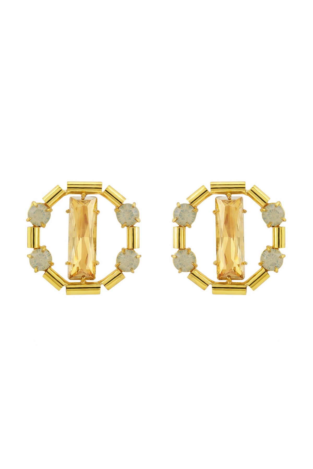 Gold Finish Swarovski Crystals Stud Earrings