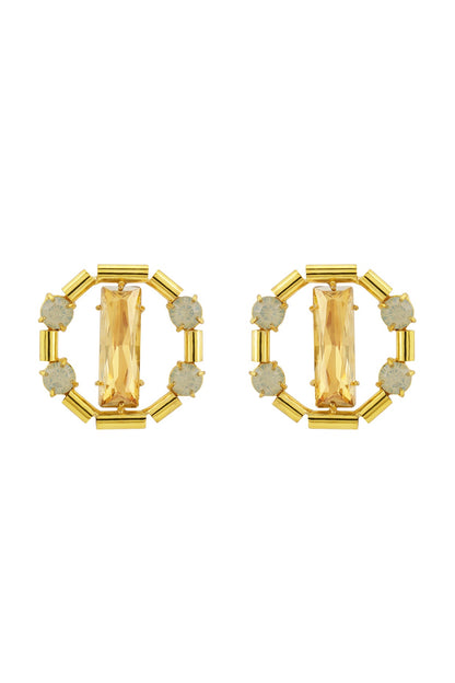 Gold Finish Swarovski Crystals Stud Earrings