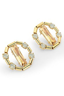 Gold Finish Swarovski Crystals Stud Earrings