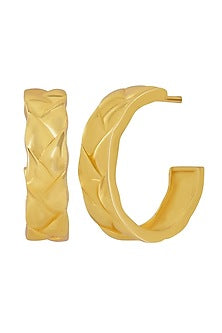 Gold Finish Textured Hoop Earrings