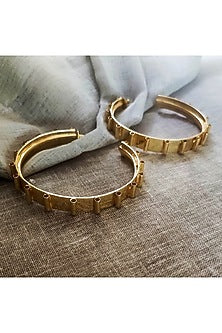 Gold Finish Hoop Earrings In Brass