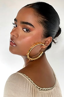 Gold Finish Hoop Earrings In Brass