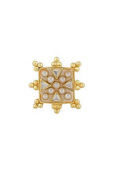 Gold Finish Mother Of Pearls Ring