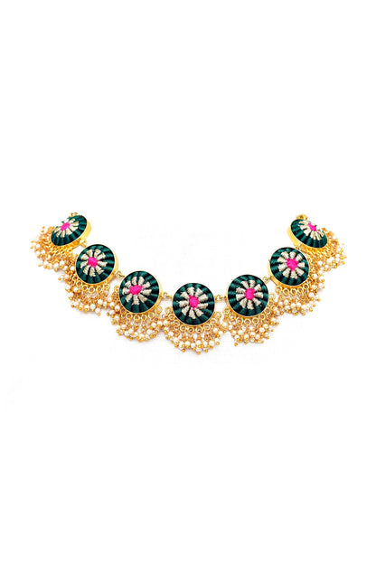 Gold Finish Single Layered Pearls Necklace