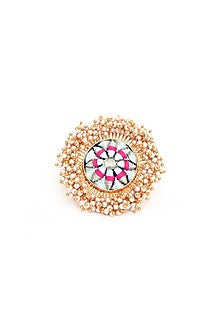 Gold Finish Pearls Ring
