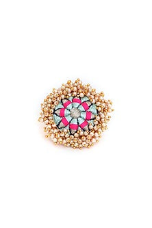 Gold Finish Zari Silk Thread Embroidered Ring