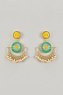 Gold Plated Hand Enameled Jhumka Earrings