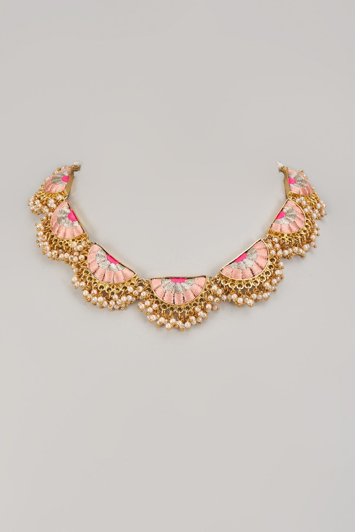 Gold Matte Finish Embellished Necklace