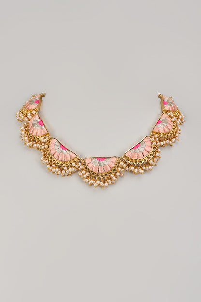 Gold Matte Finish Embellished Necklace