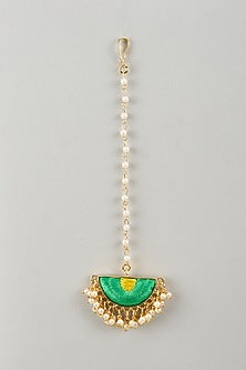 Matte Gold Finish Embroidered Layered Semi-Circular Necklace Set