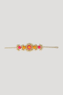 Matte Gold Finish Embroidered Layered Necklace Set