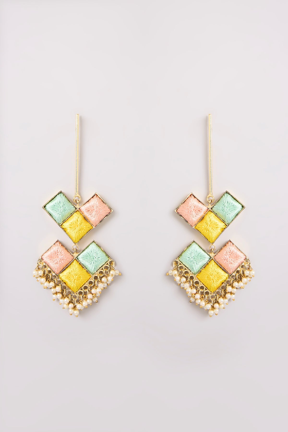 Multi-Colored Seed Pearl Dangler Earrings