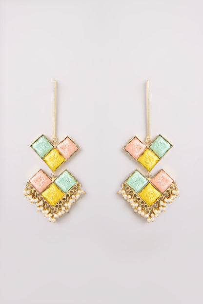 Multi-Colored Seed Pearl Dangler Earrings