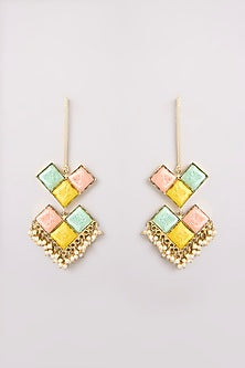 Multi-Colored Seed Pearl Dangler Earrings