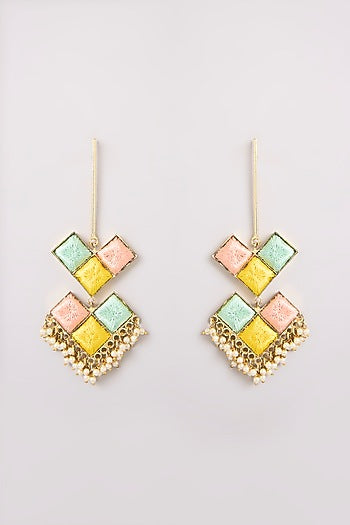 Multi-Colored Seed Pearl Dangler Earrings