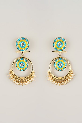 Multi-Colored Pearl Beaded Dangler Earrings