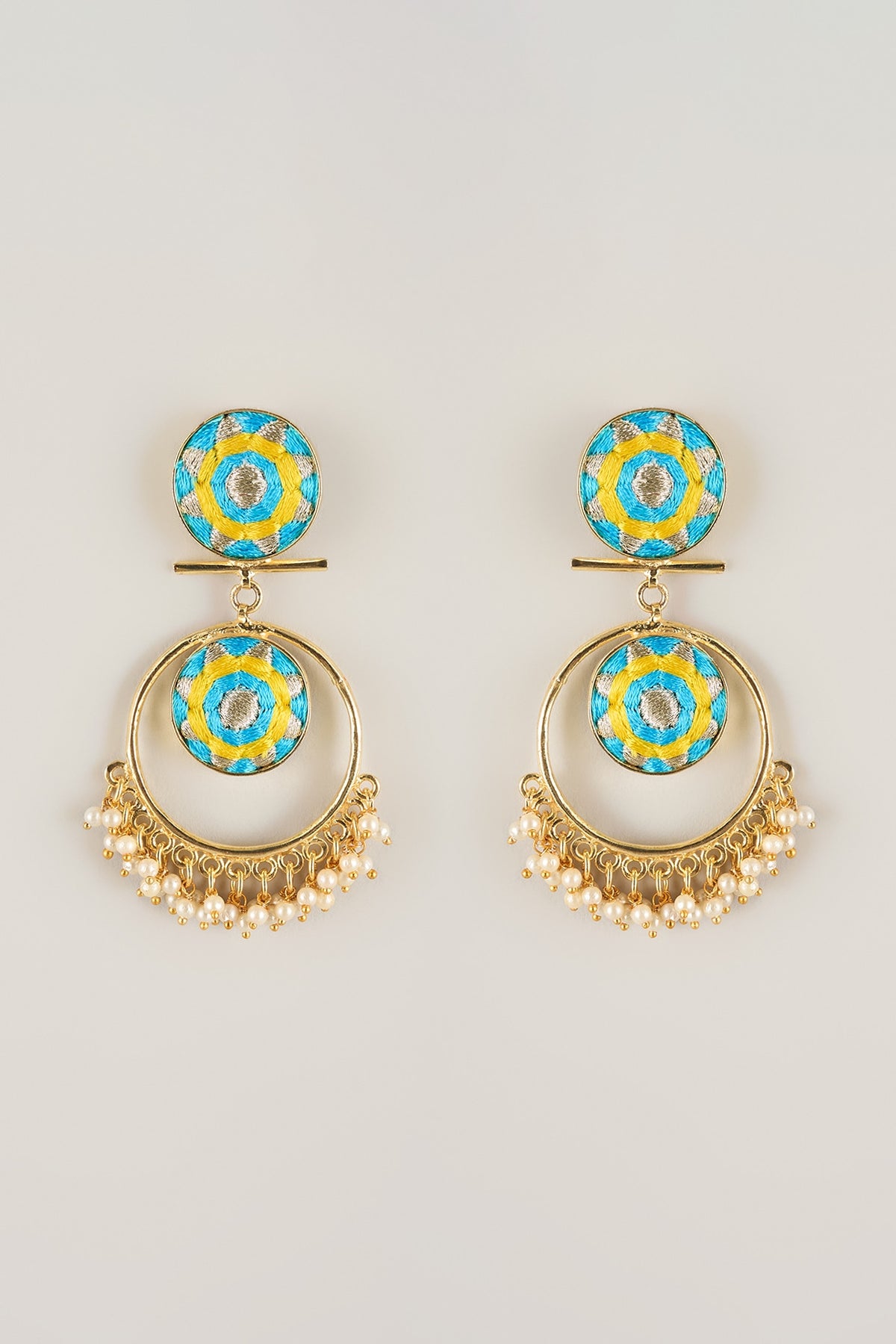 Multi-Colored Pearl Beaded Dangler Earrings