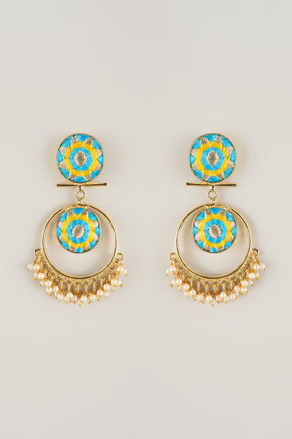 Multi-Colored Pearl Beaded Dangler Earrings