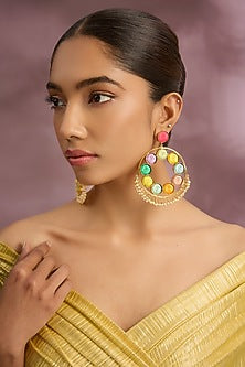 Multi-Colored Stone & Silk Thread Dangler Earrings