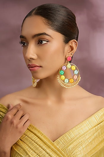 Multi-Colored Stone & Silk Thread Dangler Earrings