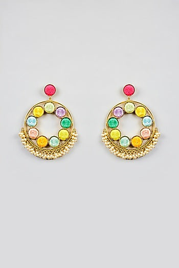 Multi-Colored Stone & Silk Thread Dangler Earrings