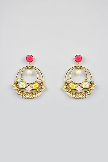 Multi-Colored Stone & Silk Thread Dangler Earrings