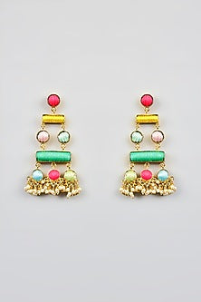 Multi-Colored Stone & Silk Thread Dangler Earrings