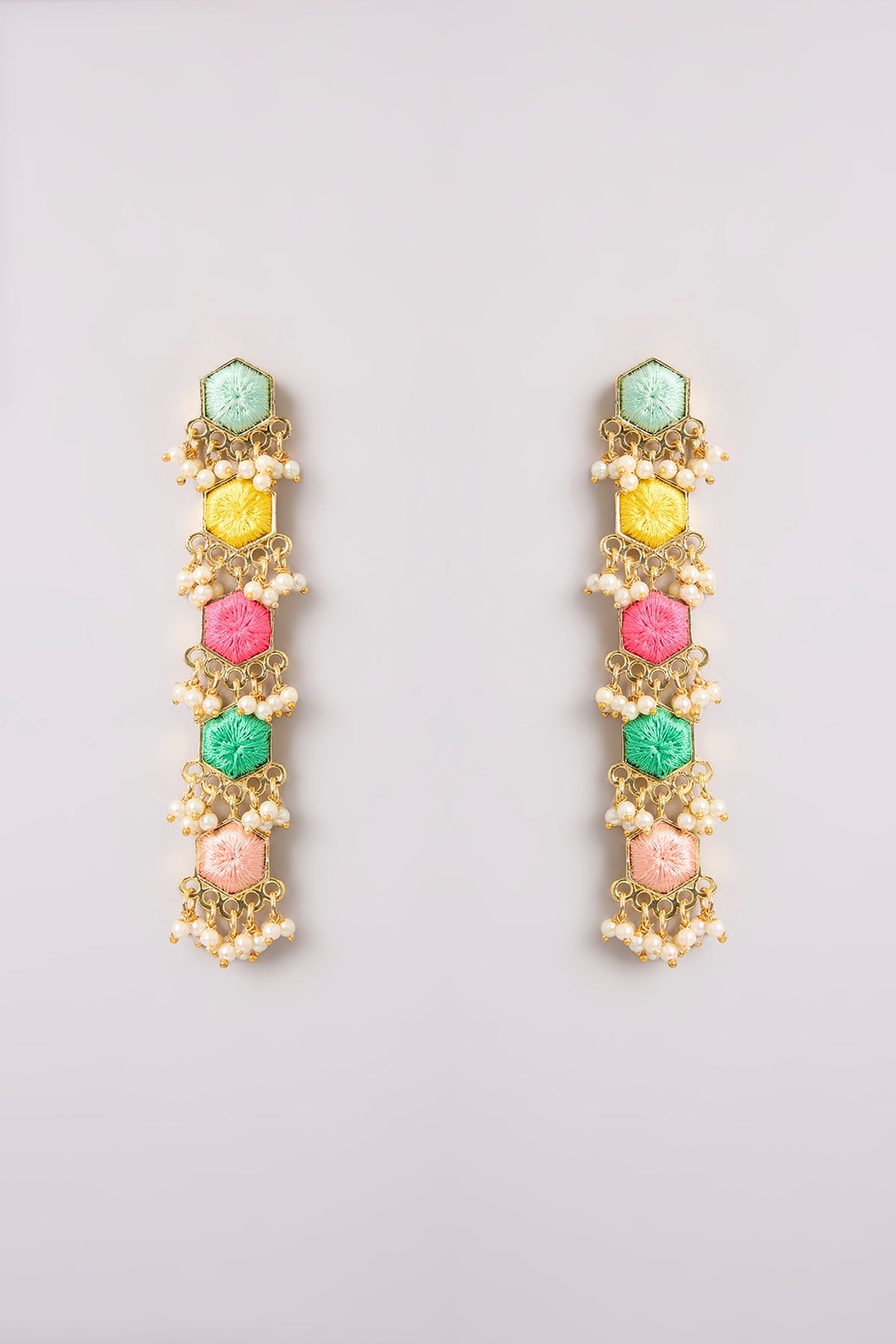 Multi-Colored Seed Pearl Dangler Earrings