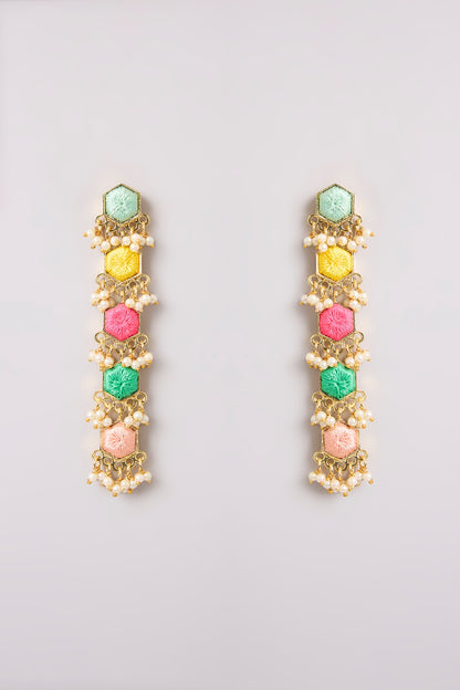Multi-Colored Seed Pearl Dangler Earrings