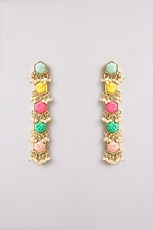 Multi-Colored Seed Pearl Dangler Earrings