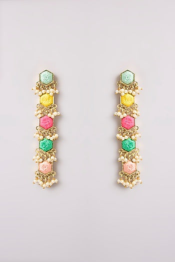 Multi-Colored Seed Pearl Dangler Earrings