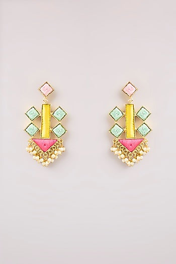 Multi-Colored Thread Work Dangler Earrings