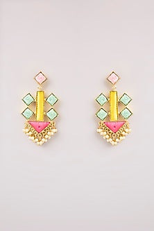 Multi-Colored Thread Work Dangler Earrings