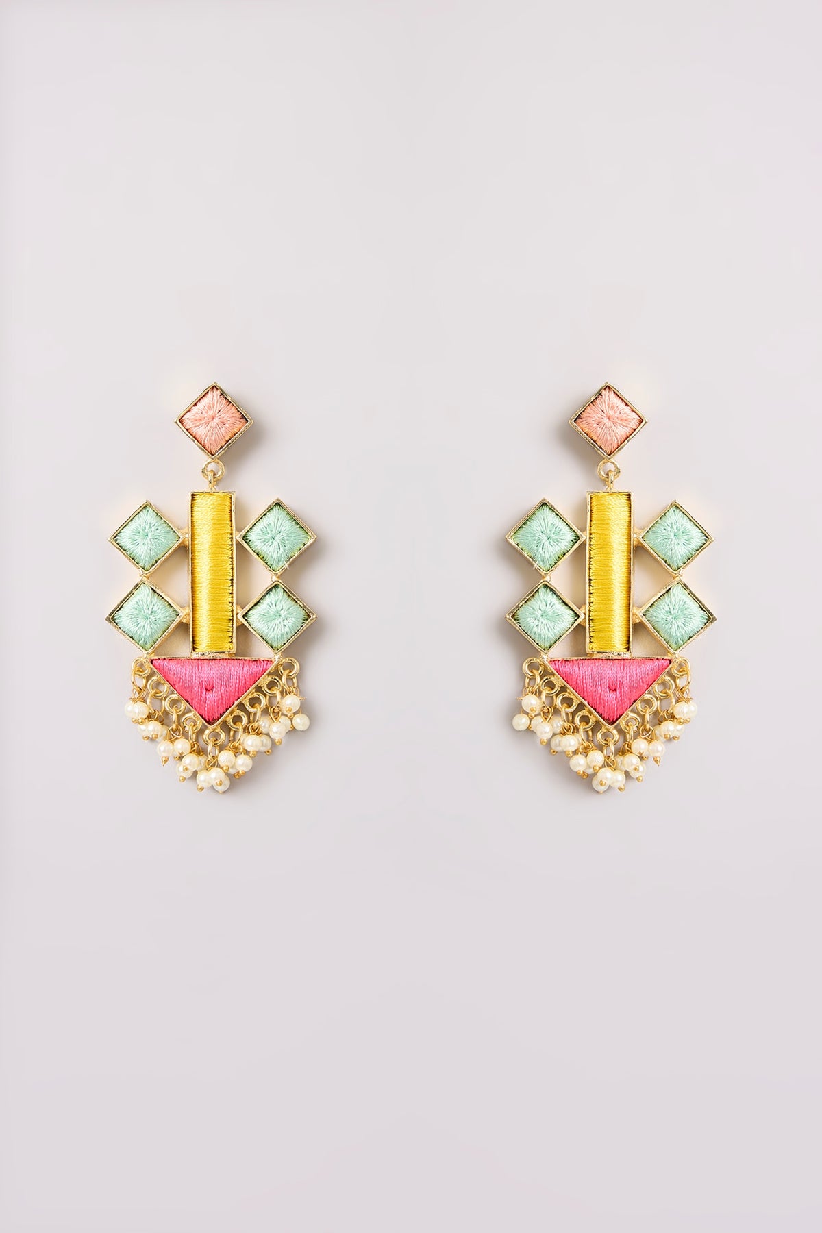Multi-Colored Seed Pearl Dangler Earrings