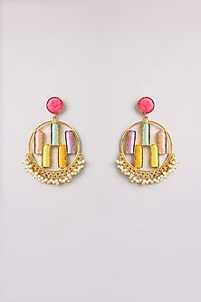 Multi-Colored Seed Pearl Dangler Earrings