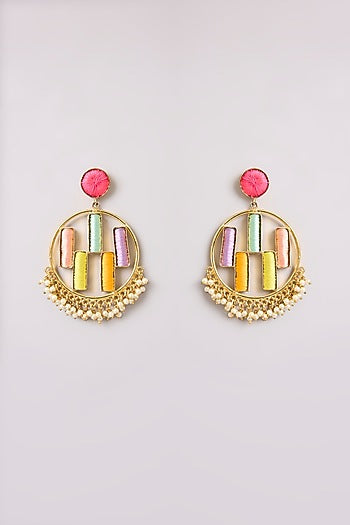 Multi-Colored Seed Pearl Dangler Earrings