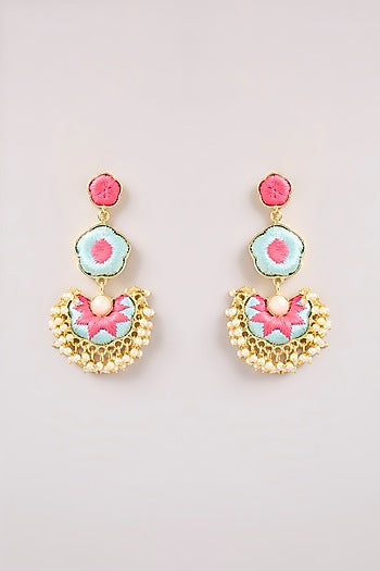 Multi-Colored Thread Work Dangler Earrings
