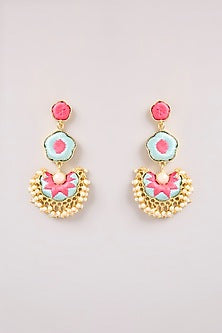Multi-Colored Thread Work Dangler Earrings