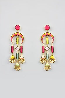 Multi-Colored Stone & Silk Thread Dangler Earrings