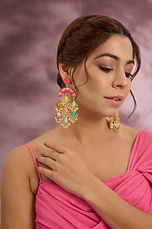 Multi-Colored Stone & Silk Thread Dangler Earrings