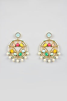Multi-Colored Stone & Silk Thread Dangler Earrings