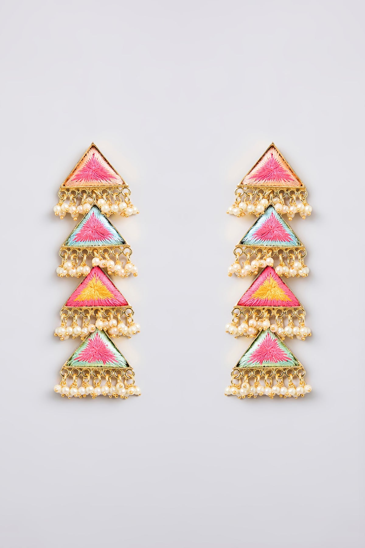 Multi-Colored Pearl Beaded Dangler Earrings