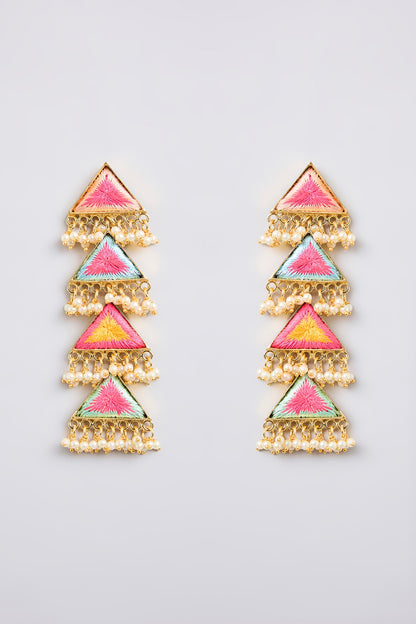 Multi-Colored Pearl Beaded Dangler Earrings