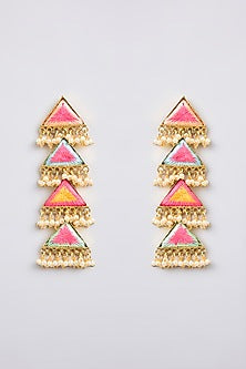 Multi-Colored Pearl Beaded Dangler Earrings